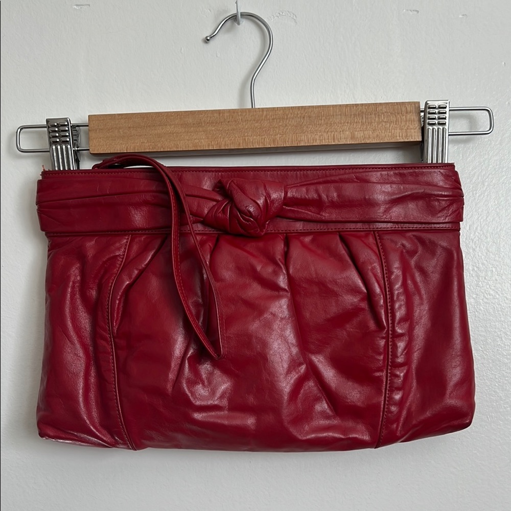 VINTAGE 80s Red Leather Clutch